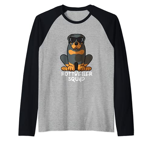 Cool Rottweiler Squad Dog Mom Dog Dad Raglan Baseball Tee, Black