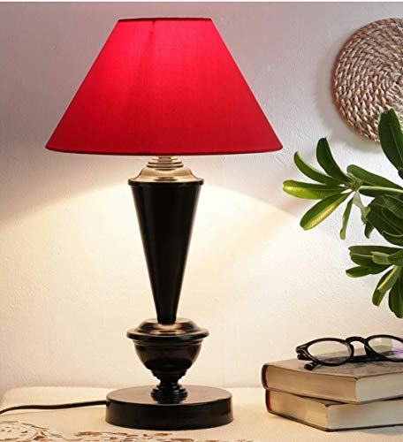 Tu Casa Metal-Iron Table Lamp With Holder, Red