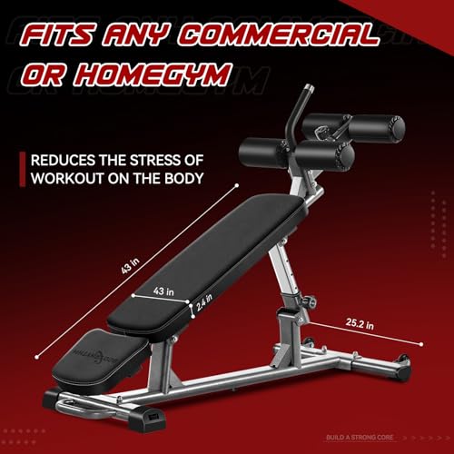 Image of BODY RHYTHM Professional Sit-Up Bench with 4 Adjustable Heights and Reverse Crunch Handle, Adjustable Weight Bench and Flat, Incline & Decline Bench Press, Great Strength Training Slant Bench and Ab &