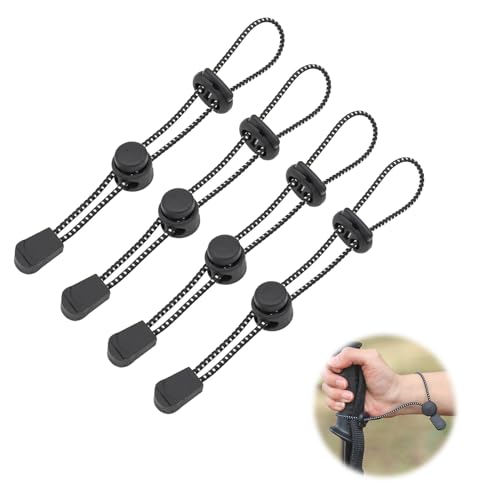 wilcractk Cuerda Elástica con Hebilla Fijación Hebillas, Alta Resistencia, 4 Piezas, Negro, Compacto y Ajustable para Mochilas, Senderismo, Camping y Viajes