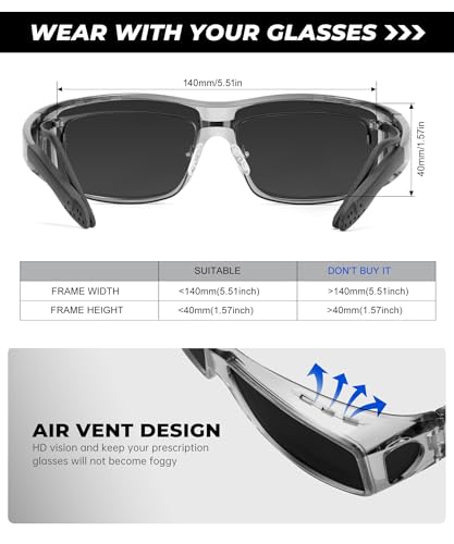 Image of Night Vision Glasses, Fit Over Glasses Mens Womens, Wrap Around Anti Glare HD Night Vision Lens for Night Driving
