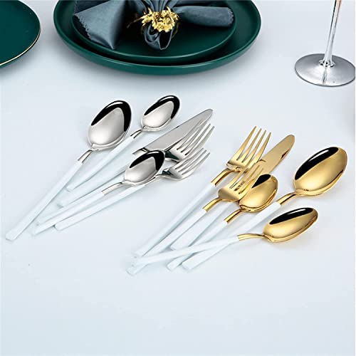 Ensemble de Couverts en Acier Inoxydable, Couverts en Acier Inoxydable, Couteaux, fourchettes, cuillères, Couverts Mixtes, Couverts de fête, Couverts de Cuisine Occidentale (Or Rose, 24 pièces)
