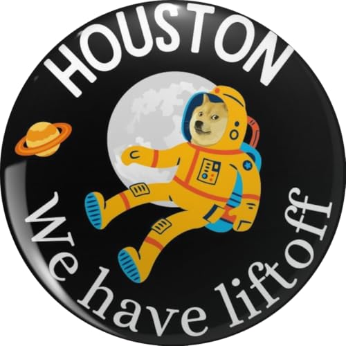 Houston We Have Lift Off Cryptocurrency Shiba Inu Dog Meme Rocket Moon Humor Lapel Pin Brooch Badge for Backpack Hat Jacket | Unique Novelty Gift Idea 0.75"