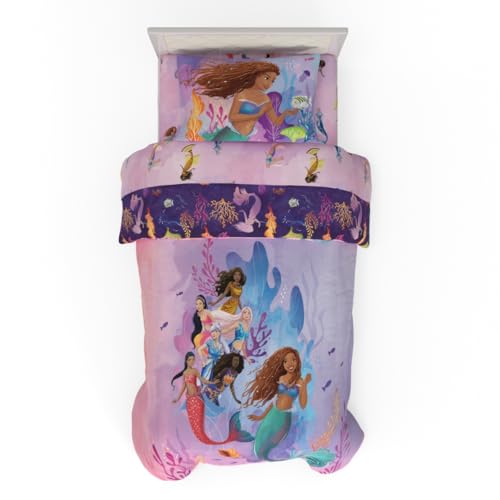 Image of Disney's The Little Mermaid Ariel Live Action Movie Kids Bedding Super Soft Microfiber Comforter and Sheet Set, Twin, (Officially Licensed Product) By Franco