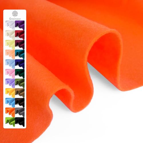 Image of Orange Soft Felt Sheet, 36 inch x 36 inch, 1.6mm Thick Acrylic Felt Fabric