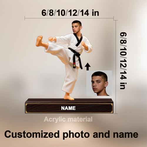 Custom Taekwondo Figure Display with Personalized Photo and Name - Unique Acrylic 2D Printed Martial Arts Ornaments for Enthusiasts and Coaches - Image 3