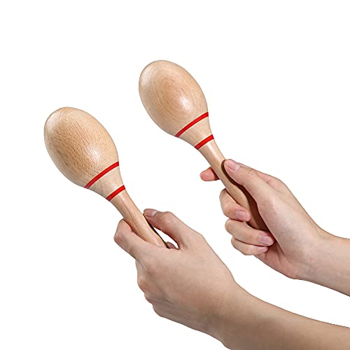 image for DOMG Maracas, Professional Wooden Rumba Shakers Hand Percussion Rattle