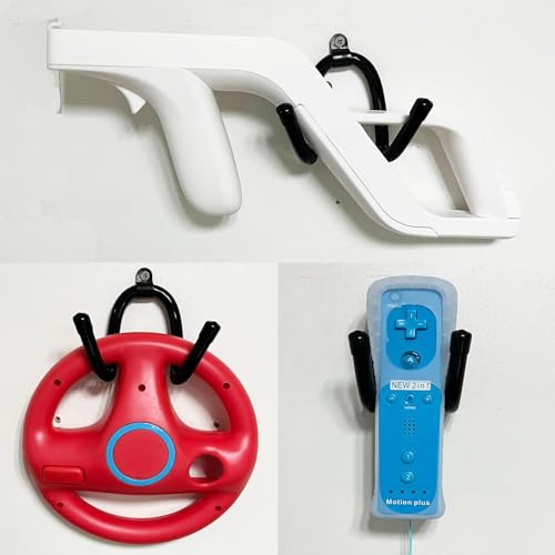Image of 3 Pack Universal Wall Mount for Nintendo Switch Steering Wheels Wall Hanger, Switch Hand Grip Wall Rack,Game Controller Wall Mount Holder,Wii Accessories Organizer- NO Controller- No Falling