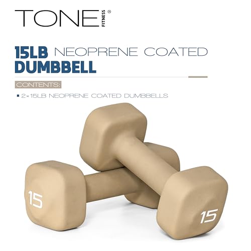 Tone Fitness Neoprene Dumbbell Weight Pairs with Anti-Roll Square Head | Multiple Options