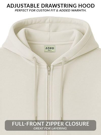 Image of ADRO Men's Regular Fit Zip-Up Hoodie for man | 320 GSM Cotton Poly Fleece Zipper Sweatshirt with Soft Fabric & Printed Hoodies