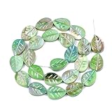 LiQunSweet 23 pcs Lime Green Freshwater Shell Tree Leaf Beads Leaves Spacer Beads for DIY Jewelry Bracelet Necklace Earring Crafts Bag Keychain Decoration