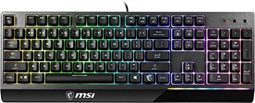 Bild 1 - MSI Vigor GK30 Gaming-Tastatur (DE-Layout) QWERTZ - Mechanische Membran-Switches, wasserfest, RGB Mystic Light, Beleuchtungs- & Media-Hotkeys, rutschfeste Game Base, vergoldeter USB 2.0 - Full-Size