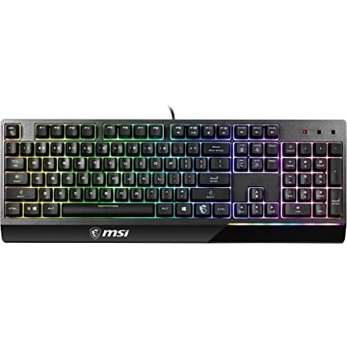 MSI Vigor GK30 RGB Gaming Keyboard, 6-Zone RGB Lighting, Water Repellent & Splash-Proof, Mechanical-Like Plunger Switches, Black