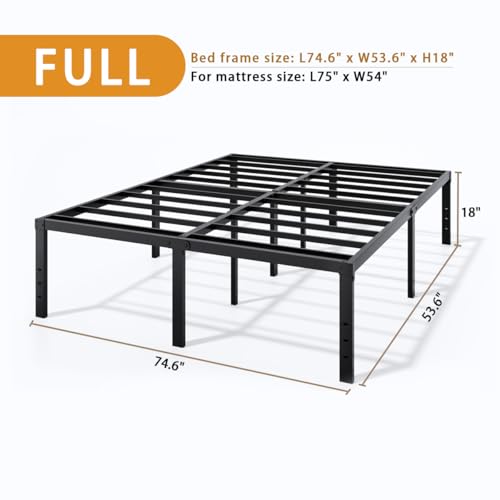 Image of LUMUNANCE Metal Bed Frame Full Size - 18 Inch Heavy-Duty Full Platform Bed Frame No Box Spring Needed, Easy Assembly, Noise-Free, Sturdy Mattress Foundation, Underbed Storage Space