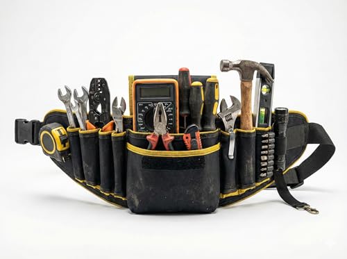 Image of TOUGH GEAR 2.0 Pro Series Heavy Duty Tool Belt Waist Bag 600x145x50 mm, Durable Oxford Polyester Multi-Pocket Tool Storage Pouch with Adjustable Belt for Electrician, Technician & Repair Work.