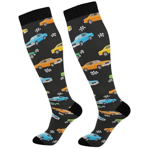 Image of Pigsaly Womens Compression Socks Yellow Stars Funny Brown Capybara Knee High Socks Athletic Tube Sock Outdoor Sport Socks