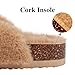 KIDMI Fuzzy Slippers Women with Cork Footbed Fluffy Slides Open Toe Indoor House Shoes | Arch Support | Adjustable Buckles, Khaki 8-8.5