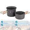 Odoland 6pcs Camping Cookware Mess Kit with Lightweight Pot, Stove, Spork and Carry Mesh Bag, Great for Backpacking Outdoor Camping Hiking and Picnic #5