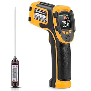 Infrarood thermometer digitale laserthermometer, contactloos -58°F ~ 1112°F (-50 °C ~ 600 °C),regelbaar stralingsvermogen – temperatuursensor voor koken/BBQ Freezer – thermometer voor vlees inbegrepen