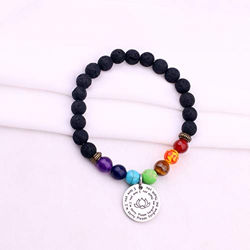 7 Chakra Ho'oponopono Prayer Bracelet I'm Sorry Please Forgive Me Thank You I Love You Yoga Gift3