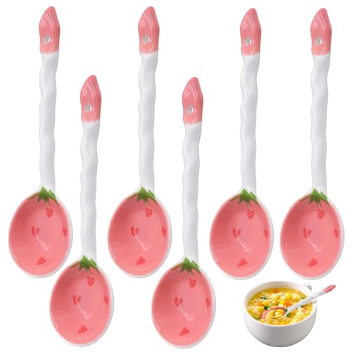Inheming 6 Piezas Cucharas Pequeñas Para Sopa De Estilo Japonés, Cucharas De Sopa Pequeñas De Porcelana Creativa Para Ramen, Cereales, Wonton