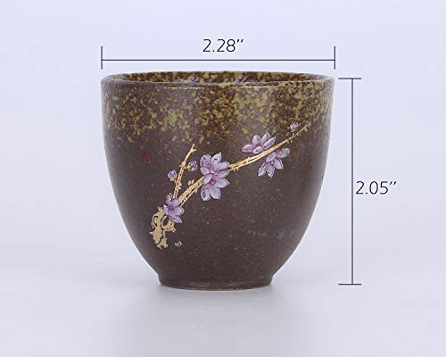 VanEnjoy Sef of 5 Hand-Drawn Traditional Chinese Ceramic Teacup Tea Cups, Floral and Bird Pattern,Bulk Teacup in Gift Box - Thumbnail 2
