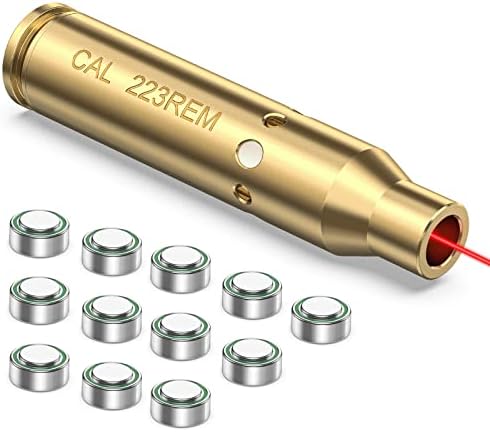 EZshoot Laser Bore Sight for .223 Rem 5.56mm NATO Red Dot Boresighter with 12 Batteries (4 Sets)