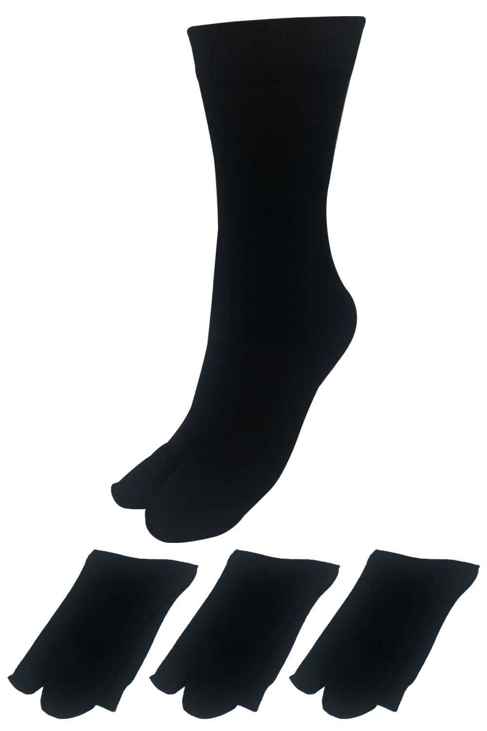 Japanese Tabi Socks Black 3 Pairs Men's Split Toe Antibacterial Made in Japan