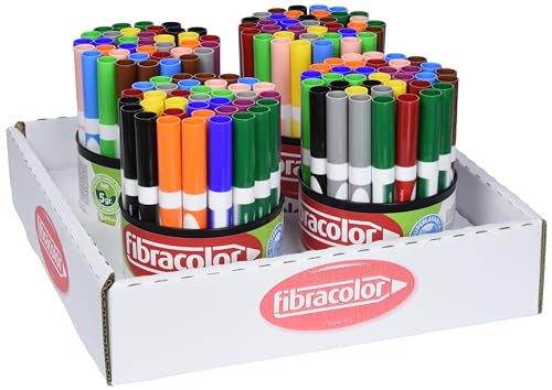 Fibracolor Colormaxi Pennarelli Per Bambini - Confezione 6 Colori Con Punta Grossa Conica - Maxi Carica Inchiostro 5g, Super Lavabili - Made In Italy, 3+ Anni