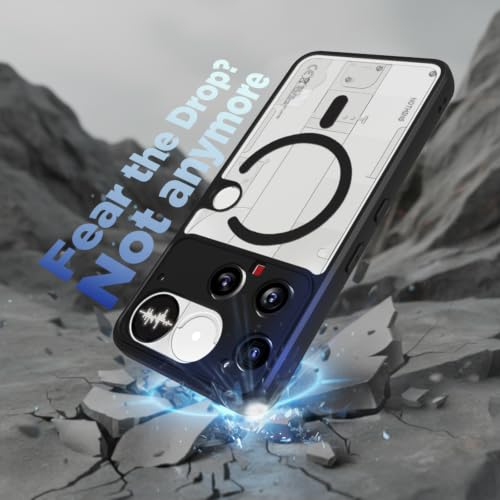 Image of RIGGEAR Shockproof Sleek Hybrid Armor Back Cover Case Compatible with MagSafe Accessories for Nothing Phone 3 (Clear PC + Black TPU Bumper)
