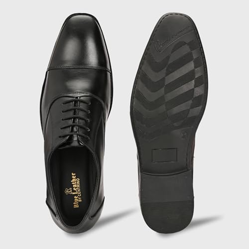 Image of Blue Leather by Centrino Genuine Leather Slip-On Men's Formal Shoe |Stylish with Soft Cushioned Insole |Trendy Non Lace-Up Design |Durable Leather with Anti-Skid Sole | Perfect for Formal Wear (4021)