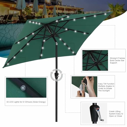 Image of ABCCANOPY Square Solar Led Patio Umbrellas 6.5FT x 6.5FT (Forest Green)