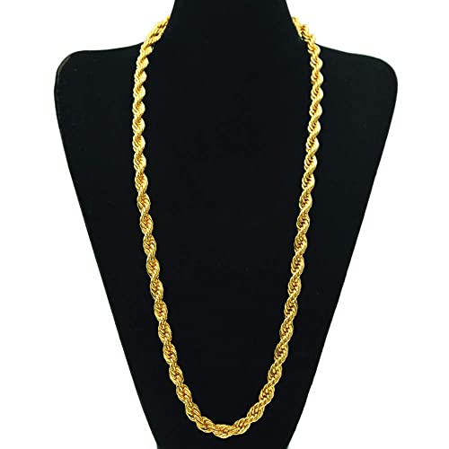 9mm Faux Big Gold Rope Chain Necklace, Sparkling 18K Fake Gold Rope Necklace Chain, 24" Very Pretty Rapper Kit Costume Accessory4