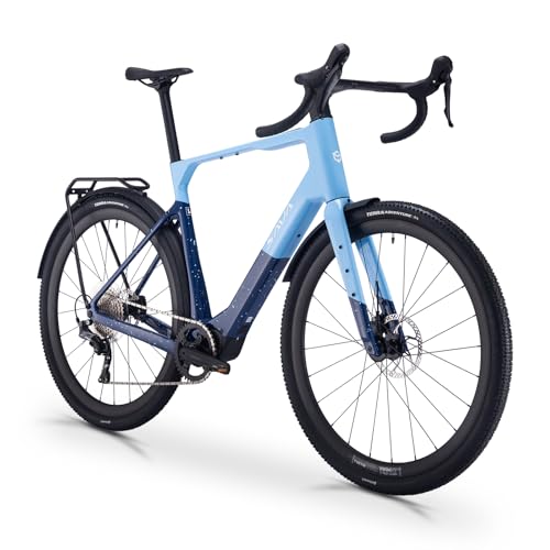 Elektrofahrrad für Erwachsene, E-Gravelbike mit Carbon-Rahmen, E-Bike mit Shimano RX600 11S Schalthebel, 36V 10Ah Akku, 250W 60Nm Mittelmotor, hydraulische Scheibenbremsen (Blau, 49cm)