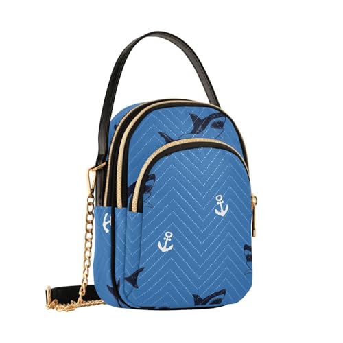 Sac à bandoulière requin et ancre bleue Mnsruu B3158 pour femme