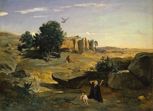 Peinture moderne Corot Agar dans le désert - Affiches et gravures impression sur toile 60x90