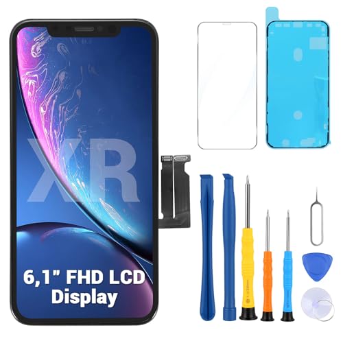 Wvoillty Display für iPhone XR 6 1 Zoll (15 4 cm) LCD FHD Ersatzbildschirm mit Touchscreen Digitizer Rahmen & Reparaturset Komplettset für Display Austausch