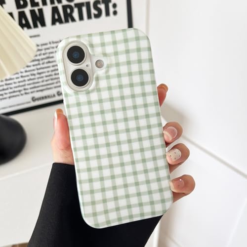 ZTOFERA for iPhone 17 Case with Trendy Grids Plaid Checkerboard Pattern,Fashion Simple Checkered Print for Women Men,Soft TPU Slim Glossy Shockproof Case Cover(Green)