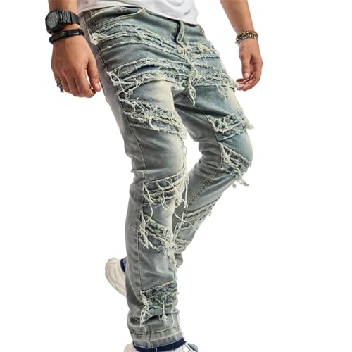 Skinny Ripped Jeans Slim Fit Patchwork Denim Y2K Grunge Emo Pants Goth Harajuku Hip Hop Jeans3