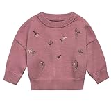 Modern Moments by Gerber Baby Girls' Embroidered Sweater Knit Top, Rose, 6-9 Months