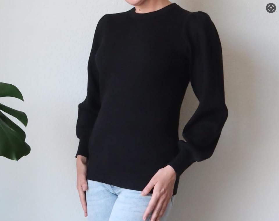 Image of Zeagoo Womens Sweaters Fall 2026 Dressy Casual Long Sleeve Shirts Ribbed Knit Winter Outfits Puff Pullover Jumper Tops