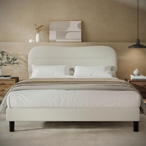 OURPIC Queen Size Bed Frame with Headboard, Upholstered...