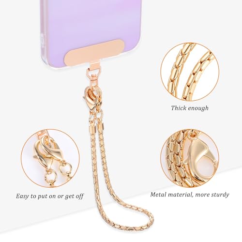 QFGasre Phone Wrist Strap Metal Phone Chain Wristlet Detachable Cellphone Lanyard Wrist with 2 Tether Tab Wristlet Straps for Cases Phones Charm Strap for Women Shopping Traveling Party Walking - image 5