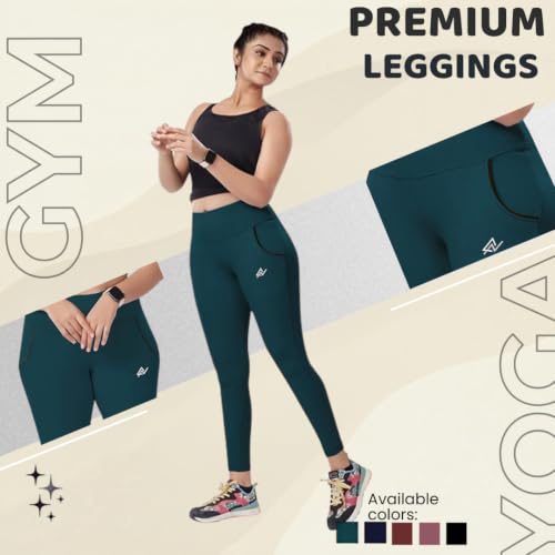 Image of Nexsus Appparels Stretchable Gym Pants for Workout : The Ultimate Yoga Pants | Gym Wear for Woman | Gym Tights for Women with Side Pockets | Available in Plus Size's