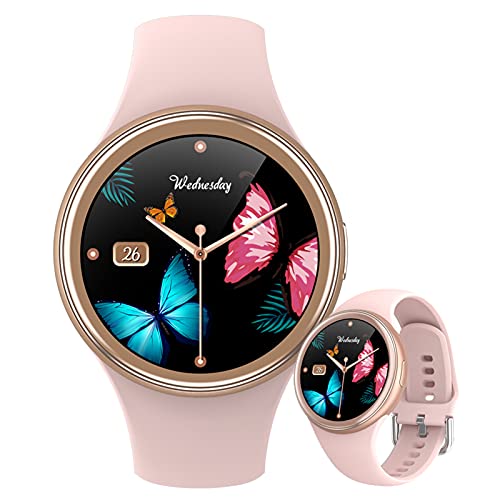 HQPCAHL Smartwatch Damen 1.09 Zoll Sportuhren Damen Mit Touch-Farbdisplay Fitnessuhr Damen Mit Pulsuhr Schlafmonitor Smart Watch IP67 Wasserdicht Sportuhr Schrittzähler Für Android Und Ios,Rosa Cover