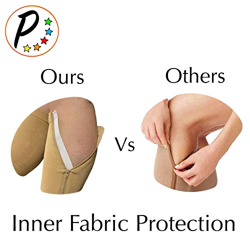 Image of Presadee Petite Open Toe 15-20 mmHg Moderate Zipper Compression Leg Calf Socks (Beige, L /XL)