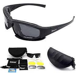 Lentes De Seguridad Antipolvo Riloer Gafas tácticas polarizadas, gafas militares gafas de sol del ejército con 4 lentes originales gafas de tiro para hombres y mujeres en carreras ciclismo esquí pesca