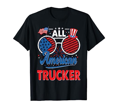 All American Trucker American Flag Sunglasses 4th Of July Camiseta