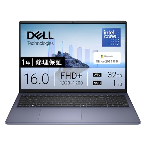 �yAmazon.co.jp����zDell �m�[�g�p�\�R�� Dell 16 DC16251 16�C���` IntelRCore? 7 �v���Z�b�T�[ 150U ������32GB SSD1TB Office 2024���� Windows 11 �~�b�h�i�C�g�u���[ ��