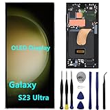 OLED for Samsung Galaxy S23 Ultra Screen Replacement S23ultra 5G S918U S918B/DS S918U1 S918W S918E LCD Display Touch Screen Digitizer Assembly Support Fingerprint and S-Pen (with Black Frame+Tools)